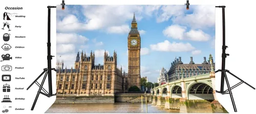 Miniatura 2 de Leyiyi Fondo de fotografía Big Ben de 8 x 6.5 pies, torre Elizabeth Tower Inglaterra, Parlamento de Inglaterra, puente de Westminster, monumento