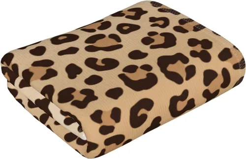 Miniatura 7 de Perinsto Toalla de mano con estampado de leopardo, toalla decorativa de piel de animal, multiusos para baño, cocina, gimnasio y spa, 27.5 x 15.7