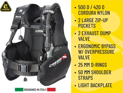 Miniatura 4 de Cressi Chaqueta de buceo BCD diseñada para uso intensivo - Alta capacidad de elevación, nailon 500D, bolsillos grandes - Sólido: Diseñado en Italia