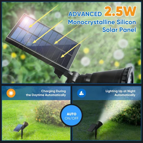 Miniatura 3 de KEV Luces Solares de Punto de 800 Lúmenes para Exteriores, 18 LEDs Luces Solares de Inundación con 2 Modos y Ajustables e IPX65 Impermeables, Foco