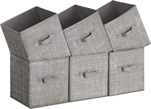 Miniatura 22 de SONGMICS - Cubos de almacenamiento de 11 pulgadas, contenedores de tela no tejida con asas dobles, juego de 6, organizadores de armario