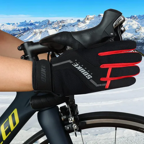 Miniatura 7 de Souke Sports Winter Cycling Bike Gloves Padded Fleece-Liner Full Finger Bicycle Shock-Absorbing Anti-Slip Warm MTB Road Biking Gloves for MenWomen