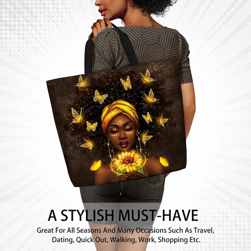 Miniatura 7 de Bolsos de mano afroamericanos para mujer, bolso de arte negro Afro Black Girl Magic Satchel bolsos para gimnasio, escuela, viajes