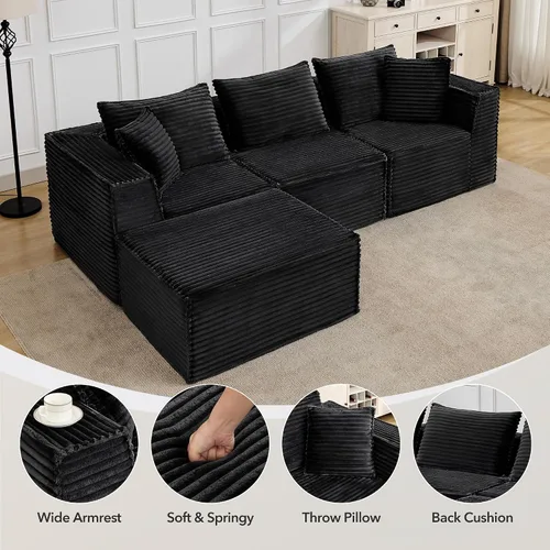 Miniatura 3 de Sofá modular modular de 107 pulgadas, moderno sofá seccional Cloud con asiento profundo, sofá deshuesado en forma de L con diván para sala de estar