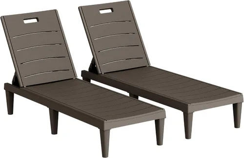 Miniatura 9 de Homall Juego de 2 tumbonas para patio, sillas ligeras para exteriores, 5 ajustes de posición, respaldo para piscina exterior, jardín, patio y playa
