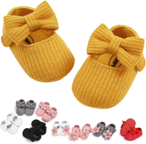 Zapatos planos Mary Jane para bebés y niñas, con lazo, floral, princesa, vestido de boda, zapatos suaves para recién nacidos, cuna para primeros