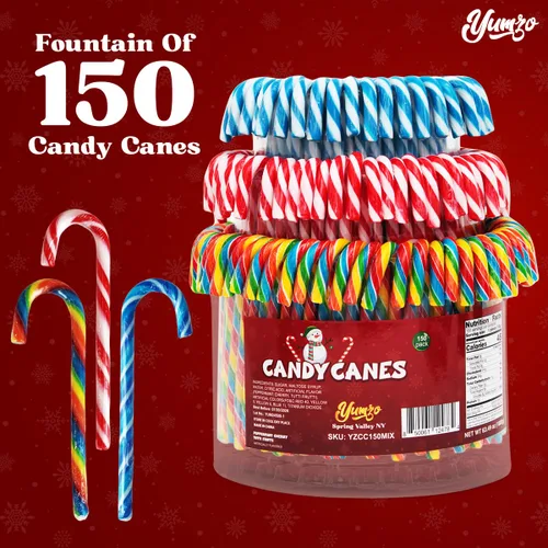 Miniatura 2 de Bastones de Caramelo de Navidad Tutti Frutti, Menta Azul/Blanca, Mezcla de Sabores de Cereza Roja y Blanca - Bastones de Caramelo a Granel Envueltos
