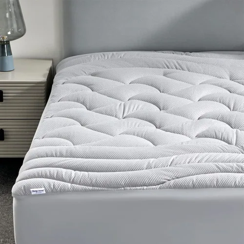 Miniatura 8 de SLEEP ZONE Cubrecolchón refrescante tamaño individual para cama individual, protector de colchón acolchado zonificado de primera calidad, funda Gris