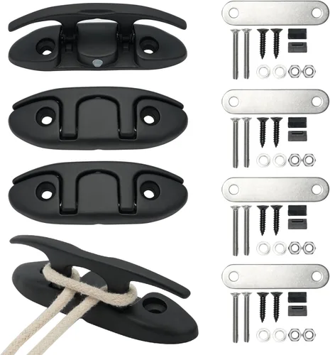 Thorn Taco plegable para barco, acero inoxidable marino de 4-1/2 pulgadas, tacos plegables con cierres y placas traseras