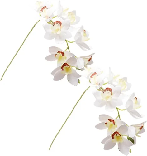 Miniatura 8 de XZJMY Flores artificiales de orquídeas artificiales 3D, flores artificiales de seda de 10 cabezas de seda, flores artificiales para exteriores