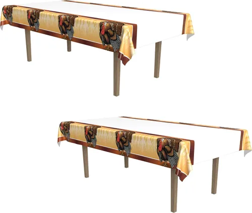 Miniatura 30 de Beistle Mantel de casa embrujada, 54 x 108 pulgadas, 2 piezas, mantel de plástico, mantel rectangular, mantel de Halloween, mantel de vacaciones
