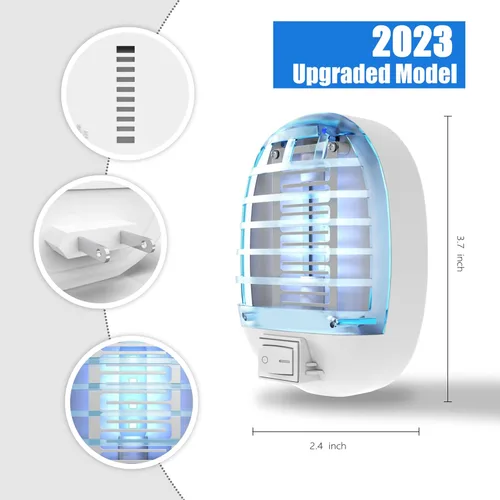 Miniatura 6 de Exterminador de insectos para interiores, trampa para moscas para interiores, mata mosquitos electrónico con luces azules para sala de estar, hogar