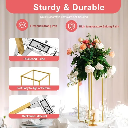 Miniatura 2 de LOYALHEARTDY 2 piezas de 31.5/39.4 pulgadas de alto para flores de boda, soporte de metal para florero de piso, columna de metal, soportes de flores