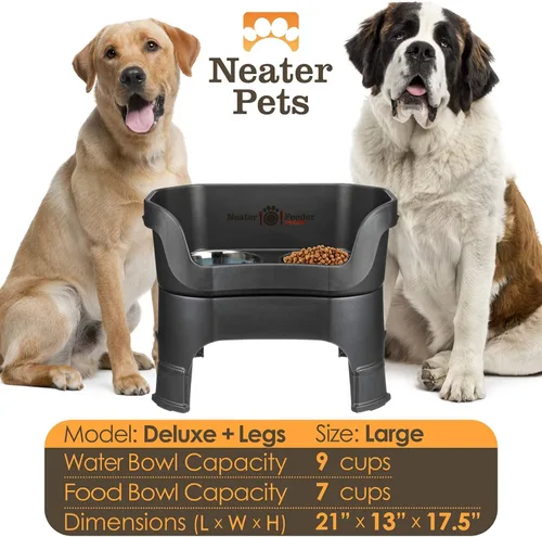 Miniatura 4 de Neater Feeder Deluxe - Soporte de tazón elevado para perro grande, antidesorden y antiderrames, de Estados Unidos, extensiones en las patas, juego
