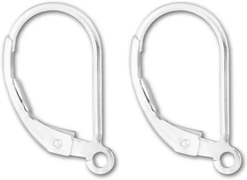 Adabele 100 ganchos hipoalergénicos para aretes, alambre de oreja con cierre de palanca de 0.591 in de largo, latón chapado en plata esterlina para