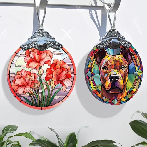Miniatura 4 de Jocidea Adorno para perro, adorno colgante de American Staffordshire Terrier – vidrio, Navidad, Acción de Gracias, decoraciones de cumpleaños