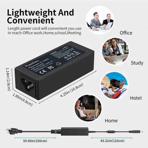 Miniatura 8 de Cargador para portátil de 65 W/45 W compatible con Dell Inspiron P69G P25T P24T P51F P89G 3583 5566 5559 3585 5593 5567 3590 5555 5570 Latitude 3310