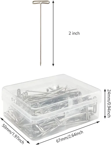 Miniatura 5 de Alfileres en T, paquete de 100 unidades de 2 pulgadas, para tejer, pelucas, costura y pared de oficina