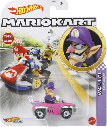 Miniatura 2 de Hot Wheels Mario Kart Waluigi, [Rosa/Púrpura] Badwagon
