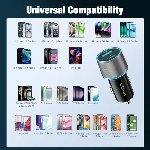 Miniatura 6 de Adaptador de cargador de coche USB C de 38 W, 20 W rápido USBC y puertos QC3.0 rápidos de 18 W, adaptador de encendedor de cigarrillos de 12 V