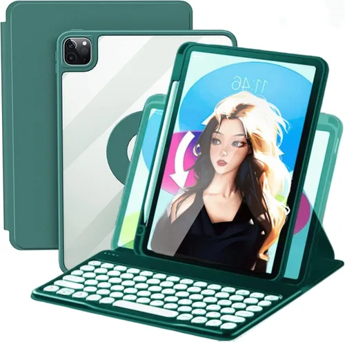Miniatura 11 de Funda de teclado para iPad de 9ª/8ª/7ª generación, funda vertical para iPad 10.2/Air3/Pro10.5 con soporte para teclado y lápiz, soporte magnético