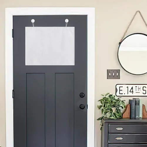 Miniatura 11 de NICETOWN Cortinas pequeñas para puerta francesa con ganchos autoadhesivos, cortinas opacas de lino sintético con aislamiento térmico para puertas