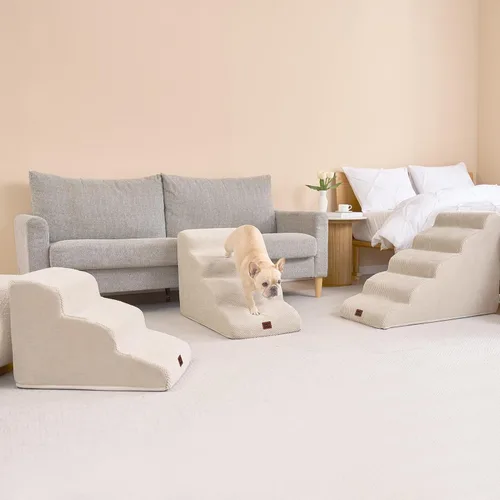 Miniatura 8 de EHEYCIGA Rampa de escaleras curvadas para perros pequeños de 15.7 pulgadas de alto, escalones para perros de 3 escalones para sofá y silla