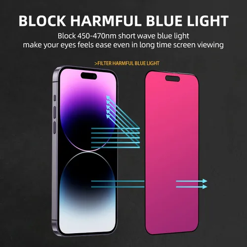 Miniatura 5 de EGKimBa Protector de pantalla de privacidad Compatible con iPhone 14 Pro Max, iPhone 16 Plus, 15 Plus, 6.7 pulgadas Vidrio templado electroplateado