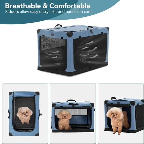 Miniatura 7 de PETSFIT Jaula portátil suave de 26 pulgadas para perros – Marco resistente en espiral patentado, perrera plegable para perros pequeños, 3 puertas