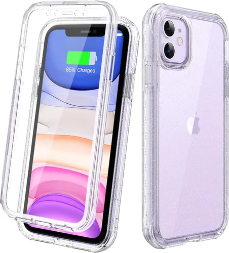 Miniatura 75 de Diaclara - Funda compatible con iPhone 11, carcasa resistente de cuerpo completo con protector de pantalla integrado sensible al tacto y Transparente