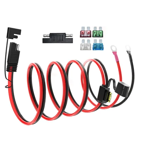 Miniatura 11 de ELFCULB Cable de extensión de conectores de batería SAE de 3.3 pies 10 AWG con 5 fusibles compatible con cargador de batería de generador solar, SAE