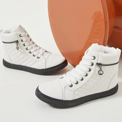 Miniatura 7 de hash bubbie Women's High top Sneakers Lace up PU Leather Fashion Shoes Black Boots Fuzzy Ankle Booties with Zipper