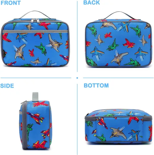 Miniatura 8 de FlowFly Lonchera para niños, bolsa suave aislada, mini hielera para el regreso a clases, kit de bolsa térmica para comidas, para niñas, niños, Avión