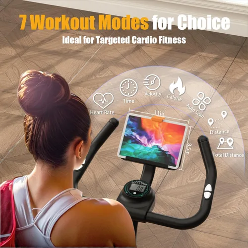 Miniatura 4 de Hillhub Bicicleta estática, bicicletas estacionarias para el hogar con sensor de pulso de agarre y ajuste de resistencia continuo, bicicleta de Negro
