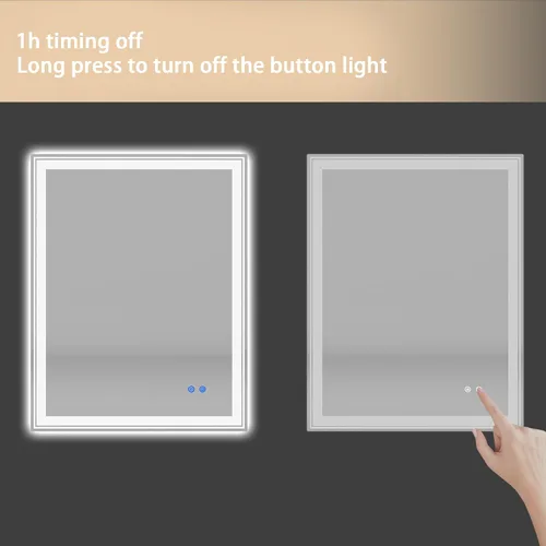 Miniatura 3 de Espejo de baño iluminado por LED de 36 x 28 pulgadas, montado en la pared, memoria antivaho con brillo ajustable, luz delantera y trasera, espejo