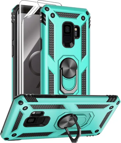 Miniatura 12 de Androgate Funda para Samsung Galaxy S9 con Protectores de Pantalla HD, Soporte Kickstand con Anillo de Metal de Grado Militar Probado Resistente a