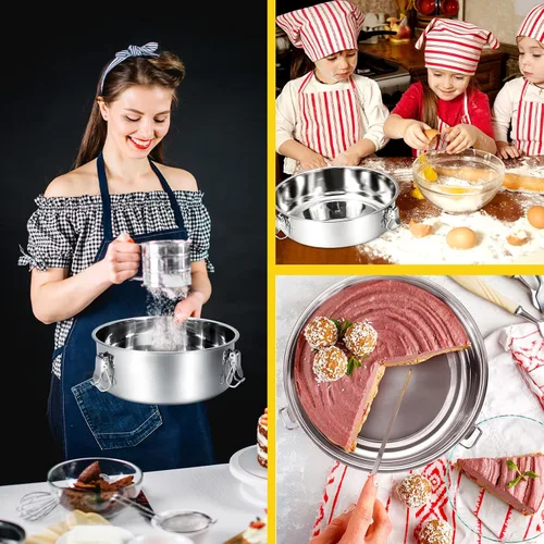 Miniatura 8 de Maxcheck Paquete de 3 moldes de flan con tapa, sartén de acero inoxidable de 1.5 cuartos de galón, compatible con olla de 6 cuartos de galón