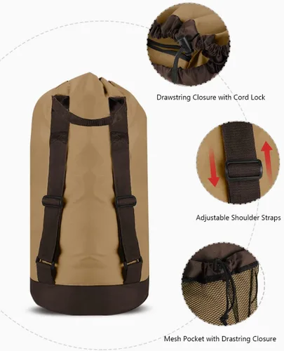 Miniatura 3 de Dalykate Mochila Cesto para Ropa Sucia, Mochila para Lavandería con Correas para el Hombro y Bolsillo de Malla, Bolsa Resistente de Nailon para Ropa