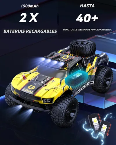 Miniatura 6 de DEERC 9201E 1:10 Camión a control remoto grande con luces, automóvil RC de curso corto rápido, vehículo eléctrico todoterreno de juguete de grado