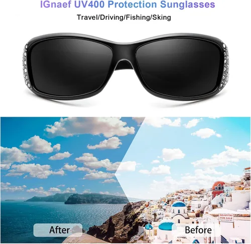 Miniatura 5 de Lentes de sol polarizados para mujer, con diamantes de imitación, protección UV400 para conducir, pescar, ir de compras