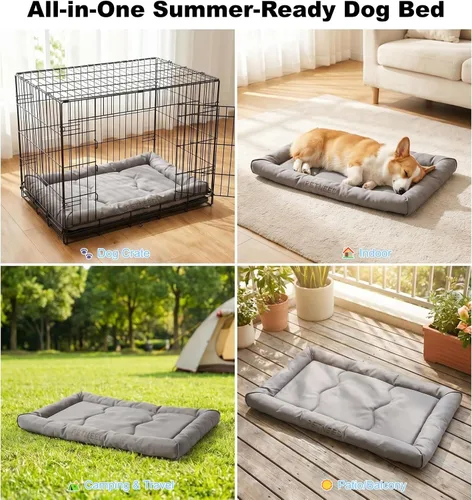 Miniatura 8 de Camas para perros resistentes al agua para cajas de metal, uso en interiores y exteriores, para perros de hasta 30 libras, tela Oxford 900D