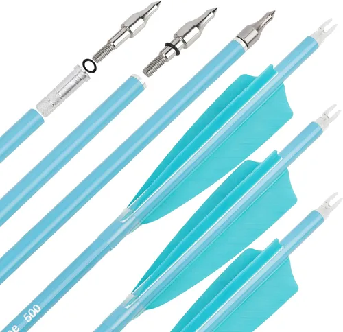 Flechas de carbono de 31 pulgadas, flechas de caza de tiro con arco de color fluorescencia, 500 600 espina dorsal con plumas, flechas de práctica
