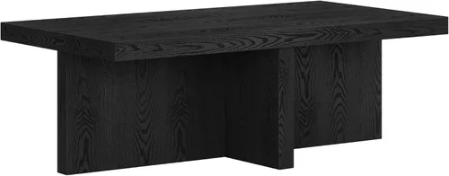 Miniatura 11 de Henn&Hart Mesa de centro rectangular de 44 pulgadas con pedestal de madera de bajo perfil para sala de estar, habitación familiar u oficina
