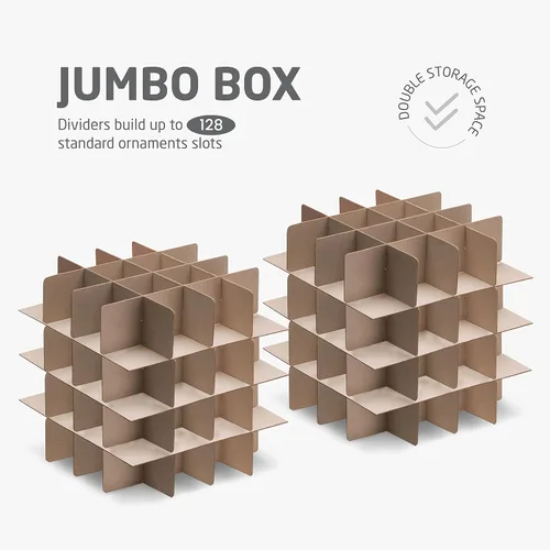 Miniatura 4 de ZOBER Caja de almacenamiento grande para adornos de Navidad, almacena 128 adornos de 3 pulgadas, con divisores, caja de almacenamiento organizadora