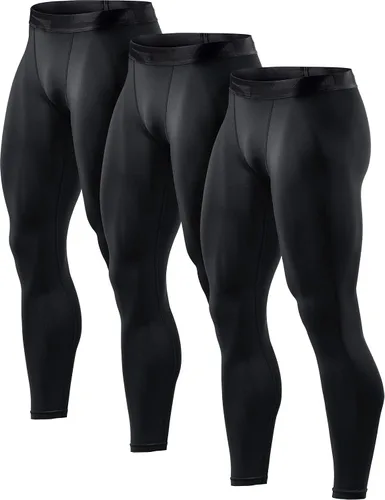 TSLA - Paquete de 1, 2 o 3 pantalones deportivos tipo leggings de compresión para hombre, ajustados para correr, entrenamiento, de secado rápido,