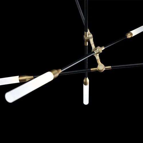 Miniatura 6 de WAC Lighting dweLED, Houdini 6 luces LED colgante 3000K en negro y latón envejecido