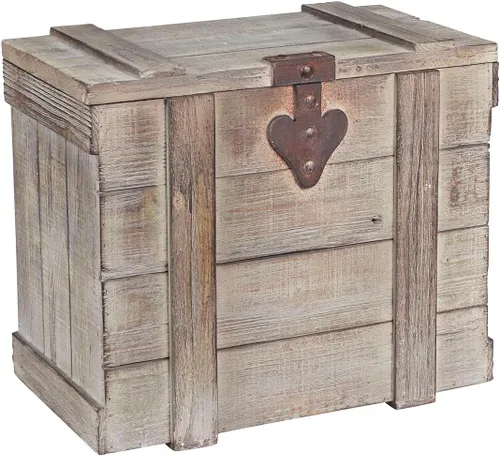 Miniatura 7 de Household Essentials Baúl decorativo envejecido, juego de 3 piezas, pequeño, mediano y grande, panel de abeto chino y MDF, respaldo liso y bisagra