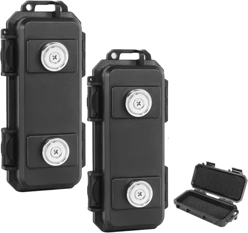 Llavero magnético debajo del automóvil, caja magnética impermeable para llaves para ocultar una llave en el exterior con 2 imanes fuertes, llavero
