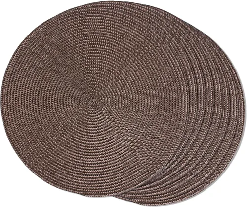 Miniatura 19 de FunWheat Juego de 6 manteles individuales redondos trenzados para mesas de comedor, tejidos, lavables, antideslizantes, de 15 pulgadas