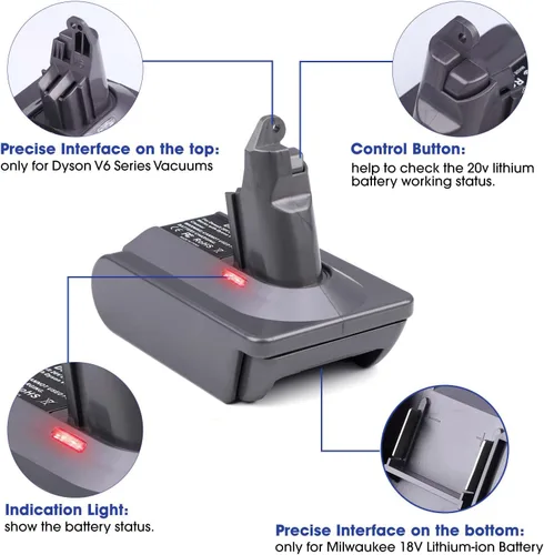 Miniatura 4 de Adaptador de batería Dyson V6 para Milwaukee M18 18V batería a Dyson V6 SV03 SV04 SV09 DC62 DC59 Convertidor de vacío esponjoso